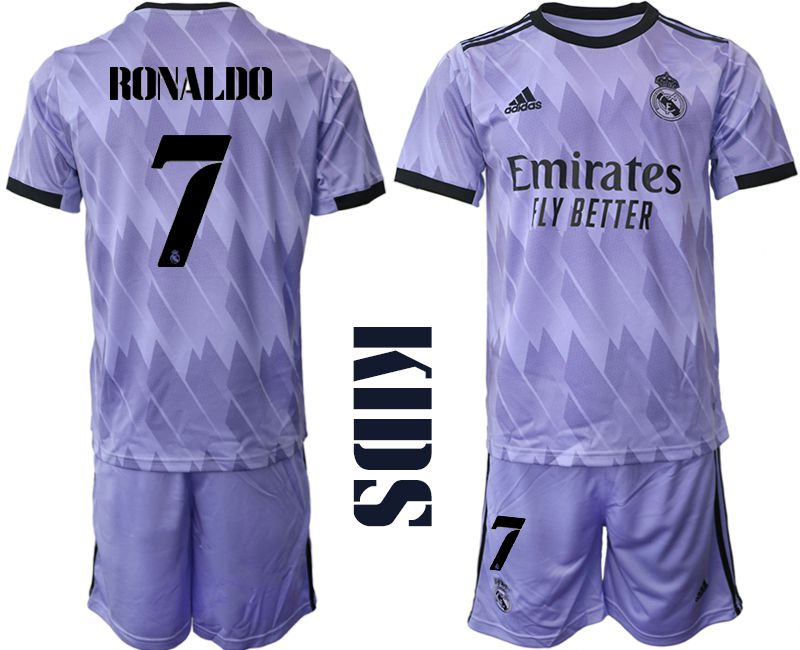 Youth 2022-2023 Club Real Madrid away purple #7 Soccer Jersey->real madrid jersey->Soccer Club Jersey